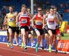 Phil Hurst (Elswick) up with the leaders with a lap to go in the 1500 metres.